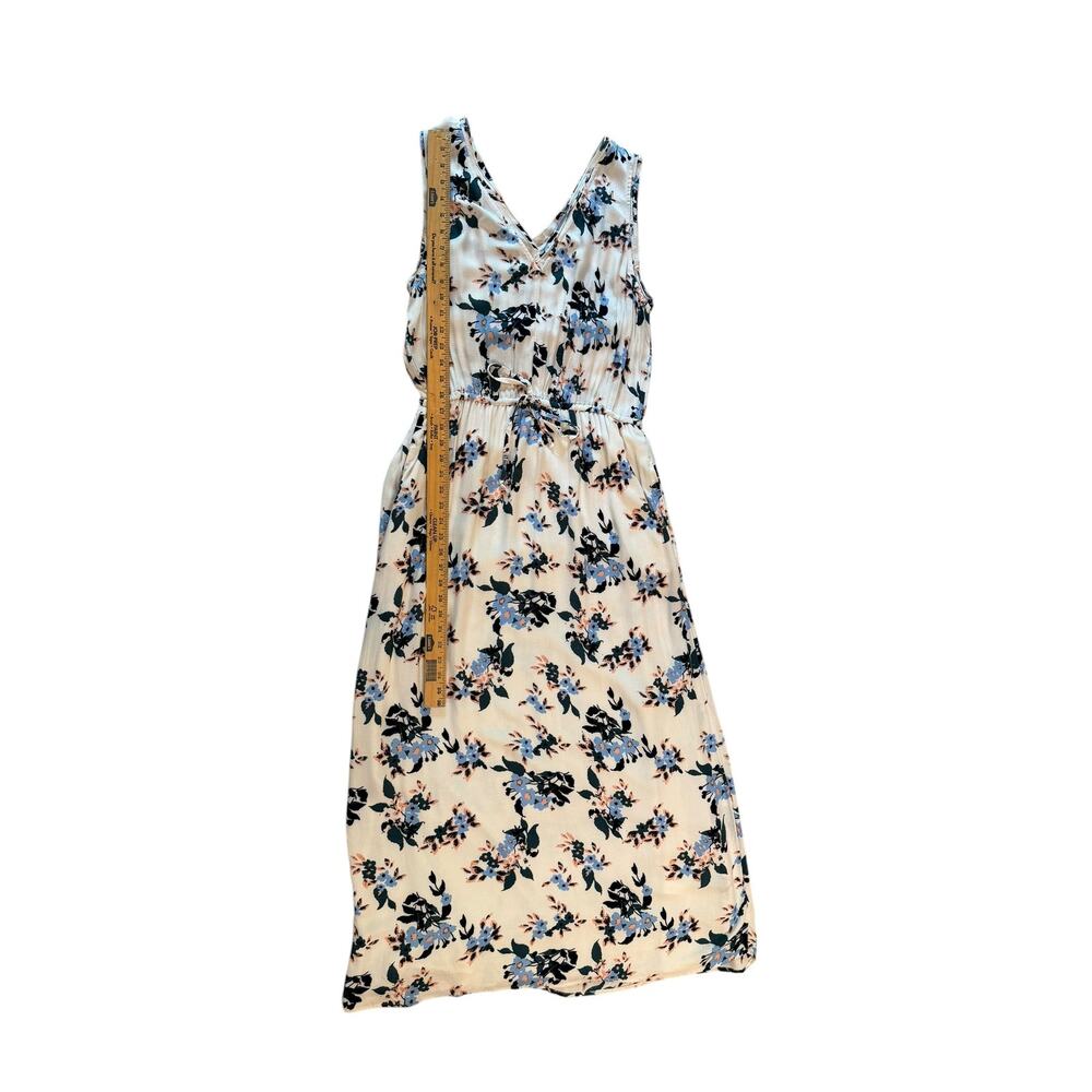 Lucky Brand Cream Floral Maxi Dress | V-Neck | Drawstring Waist | Size L - Picture 5 of 10
